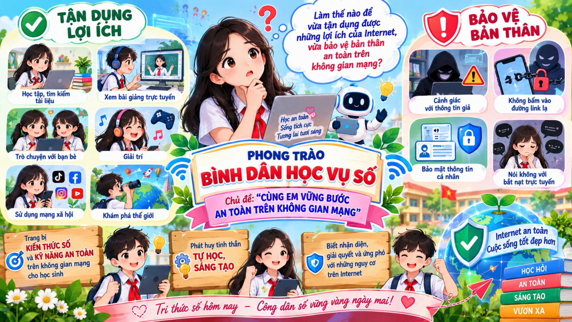 Bình dân học vụ số: cùng em vững bước an toàn trên không gian mạng
