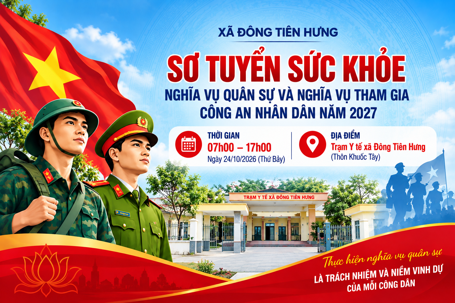 Đông Tiên Hưng chủ động triển khai công tác sơ tuyển sức khỏe nghĩa vụ quân sự năm 2027
