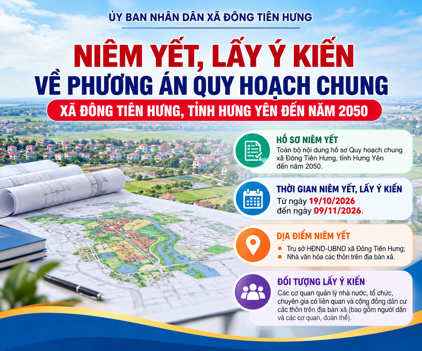 Niêm yết, lấy ý kiến về phương án Quy hoạch chung xã đến năm 2050